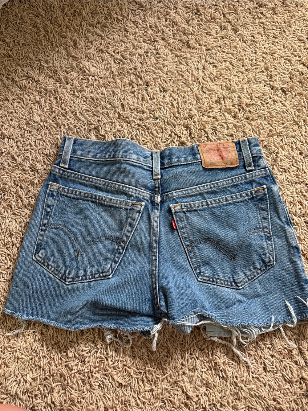 Levi's Blue Denim Cutoff Shorts with Frayed Hem